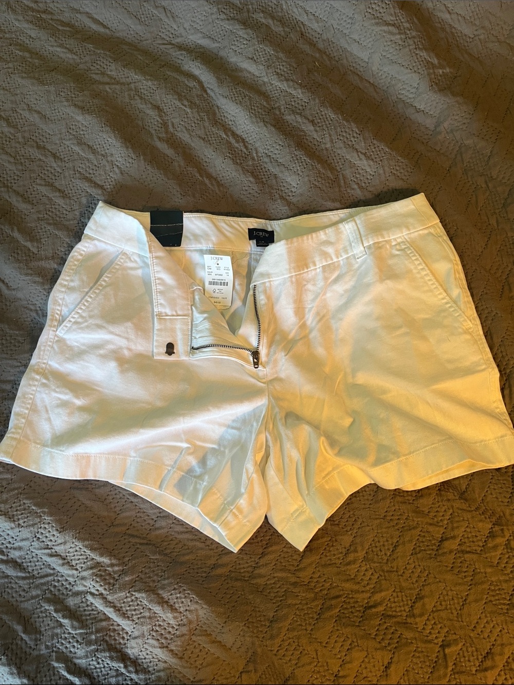 J. Crew White High-Waist Cotton Shorts